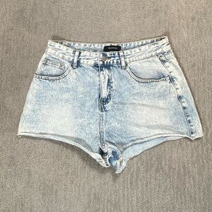 Light Blue Denim High-Waisted Cutoff Shorts